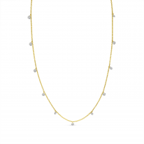 14K Yellow Gold 1.3 Ct Dashing Diamond Diamond by the Yard Cable Chain Necklace