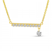 14K Yellow Gold Dashing Diamond Bar Necklace