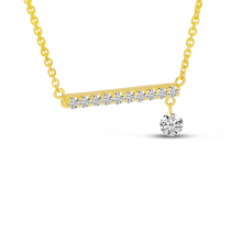 14K Yellow Gold Dashing Diamond Bar Necklace