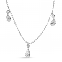 14K White Gold Dashing Diamond Triple Pear Necklace