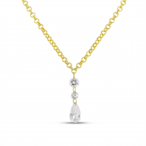 14K Yellow Gold Dashing Diamond Pear Drop Necklace