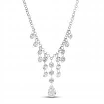 14K White Gold Cleopatra Dashing Diamonds 18 Rolo Chain Necklace\"
