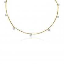 14K Yellow Gold Dashing Diamonds Necklace