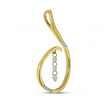 14K Yellow Gold Dashing Diamond Swirl Pendant