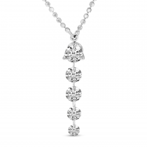 14k White Gold Dashing Diamond 5-Stone Dangle Necklace