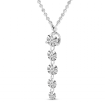 14k White Gold Dashing Diamond 5-Stone Dangle Necklace