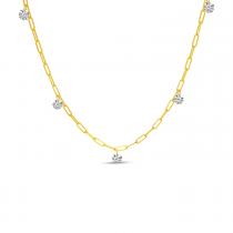 14K Yellow Gold Dashing Diamond .50 Ct  Light Weight Link Necklace