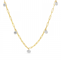 14K Yellow Gold Dashing Diamond Round Graduated .75 Ct Diamond Necklace