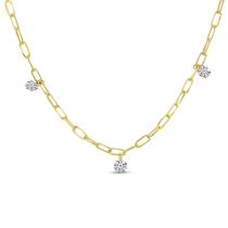 14K Yellow Gold 0.24 Ct Dashing Diamond 18 inch Link Necklace
