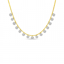14K Yellow Gold Dashing Diamond 1.95 Ct 18 inch Cleopatra Necklace