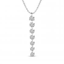 14K White Gold 7 Stone Dashing Diamonds Dangle Necklace