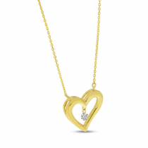 14K Yellow Gold Dashing Diamond 18 Inch Open Heart Necklace