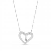 14K White Gold Dashing Diamond 18 Inch Open Heart Necklace