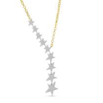 14K Two Tone Gold Diamond Cascading Stars Necklace