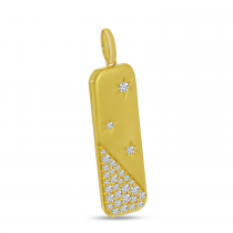 14K Yellow Gold Brushed Scattered Diamonds Pendant