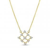 14K Yellow Gold Diamond Grid 18 inch Necklace