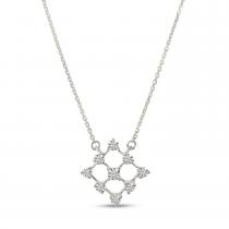 14K White Gold Diamond Grid 18 inch Necklace