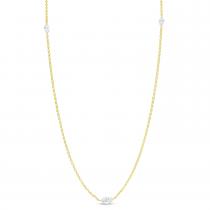 14K Yellow Gold Pierced Marquise Dashing Diamond Necklace