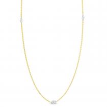 14K Yellow Gold Pierced Marquise Dashing Diamond Lariat Necklace