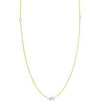 14K Yellow Gold Pierced Marquise Dashing Diamond Lariat Necklace
