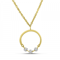 14K Yellow Gold Dashing Diamond Half Circle Cable Chain Necklace