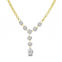 14K Yellow Gold Dashing Diamond Pear Dangle Necklace