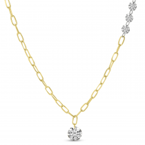 14K Yellow Gold .80 ct Dashing Diamond Link Chain Necklace