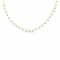 14K Yellow Gold 24 stone 1.92 Ct Dashing Diamond Bead Chain Necklace