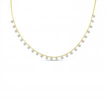 14K Yellow Gold Dashing Diamonds 24 Stone 20 inch Necklace