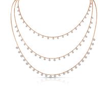 14K Yellow Gold Dashing Diamonds Triple Necklace