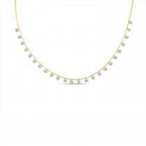 14K Yellow Gold Dashing Diamonds 24 Stone 18 inch Necklace