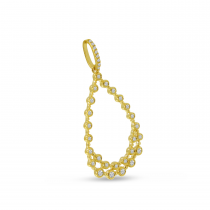 14K Yellow Gold Bubble Teardrop Diamond Pendant