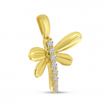 14K Yellow Gold Diamond Dragonfly Pendant