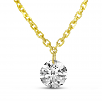 14K Yellow Gold .32 Single Dashing Diamond Necklace 