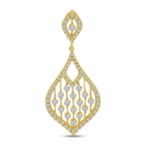 14K Yellow Gold Diamond Station Teardrop Fashion Pendant