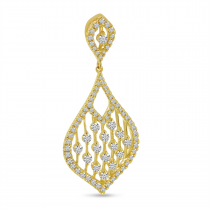 14K Yellow Gold Diamond Station Teardrop Fashion Pendant