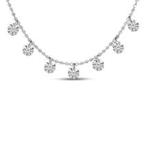 14K White Gold 7 Stone Dashing Diamonds Necklace