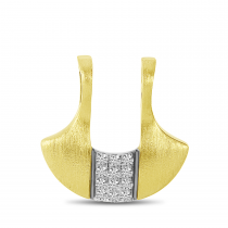 14K Yellow Gold Diamond Black Brushed Pendant