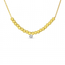 14K Yellow Gold Dashing Diamond Beaded Necklace