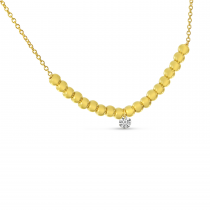 14K Yellow Gold Dashing Diamond Beaded Necklace