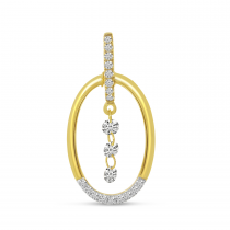 14K Yellow Gold Dashing Diamond Elongated Oval Pendant