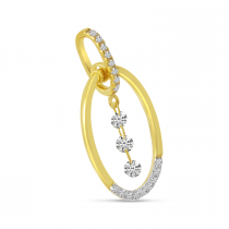 14K Yellow Gold Dashing Diamond Elongated Oval Pendant