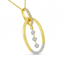 14K Yellow Gold Dashing Diamond Elongated Oval Pendant