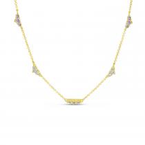 14K Yellow Gold 5 Station 18 inch Diamond Necklace