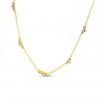 14K Yellow Gold 5 Station 18 inch Diamond Necklace