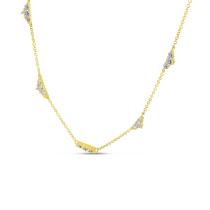 14K Yellow Gold 5 Station 18 inch Diamond Necklace