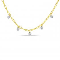 14K Yellow Gold Dashing Diamond .50 Ct  Light Weight Link Necklace
