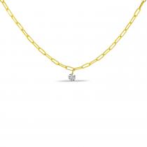 14K Yellow Gold 3 Diamond Dashing Diamond Lightweight Link Necklace