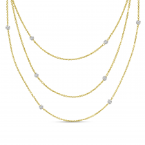 14K Yellow Gold Double Pierced Triple Necklace 