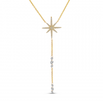 14K Yellow Gold Dashing Diamond Starburst Lariat Necklace 